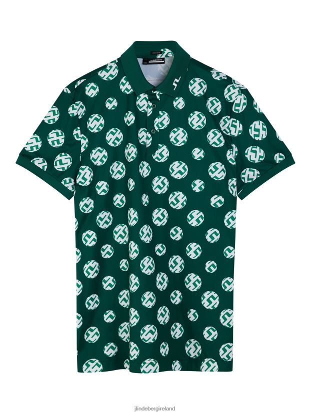 J.Lindeberg Men Kv Print Polo Rain Forest Sphere Dot Clothing BXV8X4274