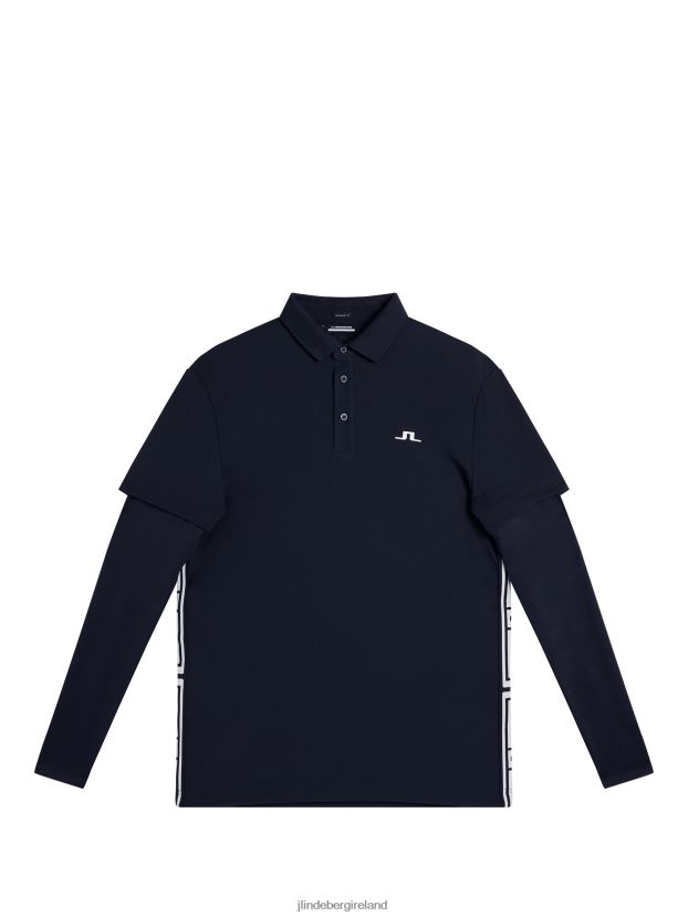 J.Lindeberg Men Liam Long Sleeve Polo Navy Clothing BXV8X4216