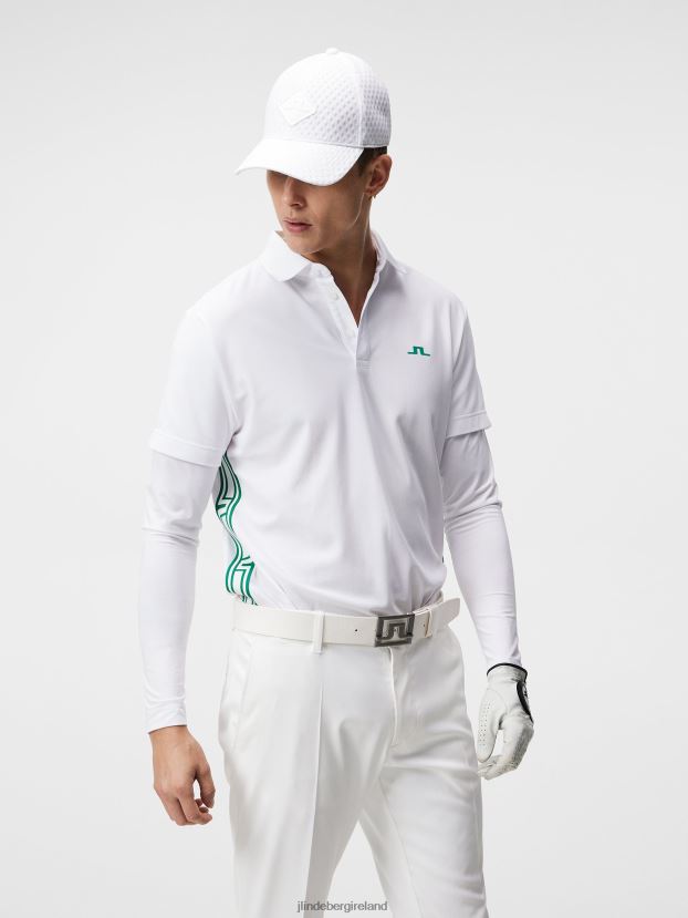 J.Lindeberg Men Liam Long Sleeve Polo White Clothing BXV8X4215 - Click Image to Close