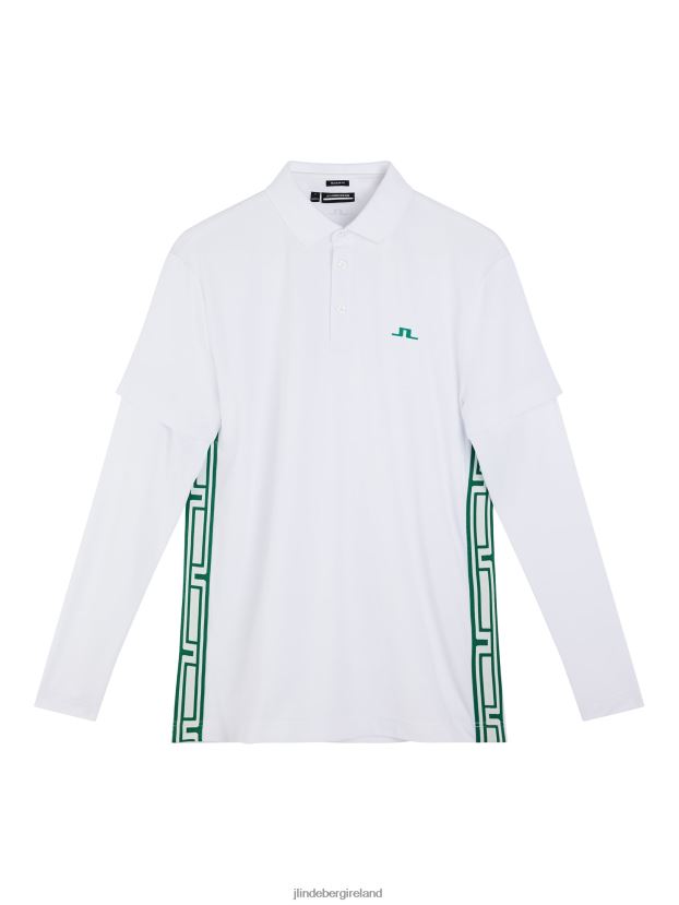 J.Lindeberg Men Liam Long Sleeve Polo White Clothing BXV8X4215