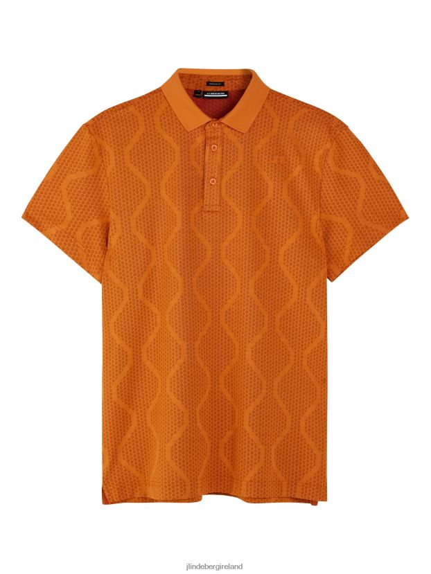 J.Lindeberg Men Mat Jacquard Polo Russet Orange Clothing BXV8X4228