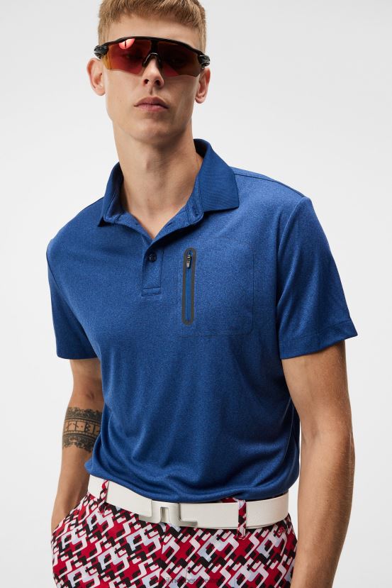 J.Lindeberg Men Max Polo Estate Blue Melange Clothing BXV8X445