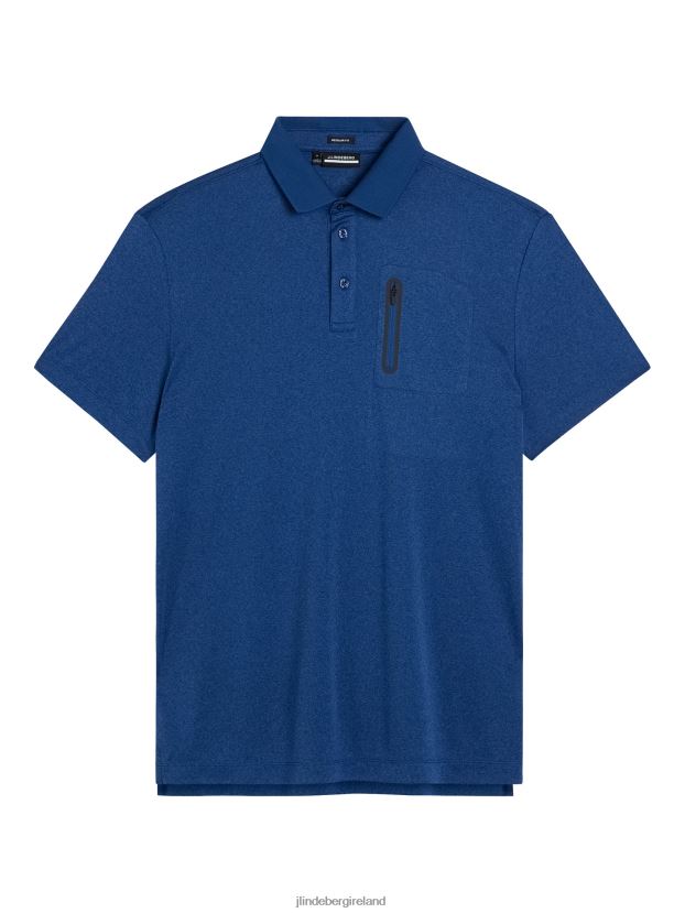 J.Lindeberg Men Max Polo Estate Blue Melange Clothing BXV8X445