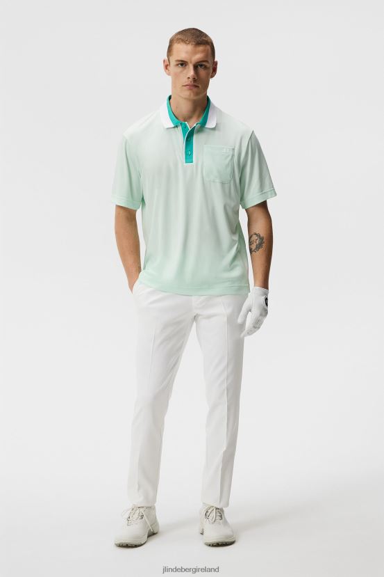 J.Lindeberg Men Sal Relaxed Polo Honeydew Melange Clothing BXV8X4151