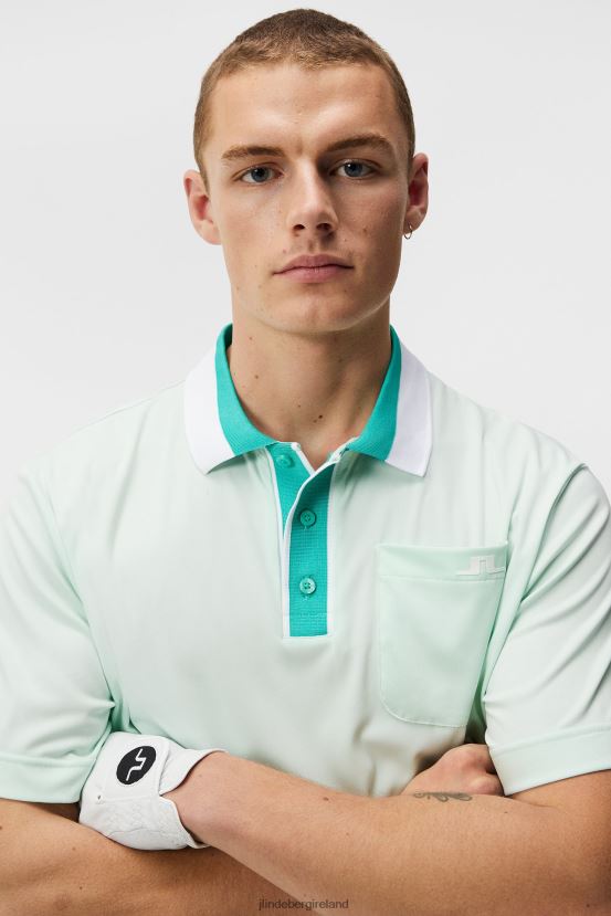 J.Lindeberg Men Sal Relaxed Polo Honeydew Melange Clothing BXV8X4151