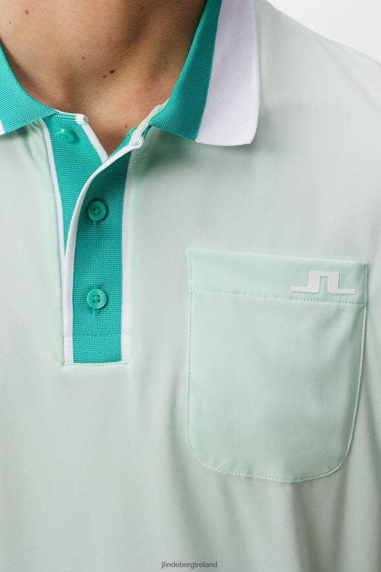 J.Lindeberg Men Sal Relaxed Polo Honeydew Melange Clothing BXV8X4151