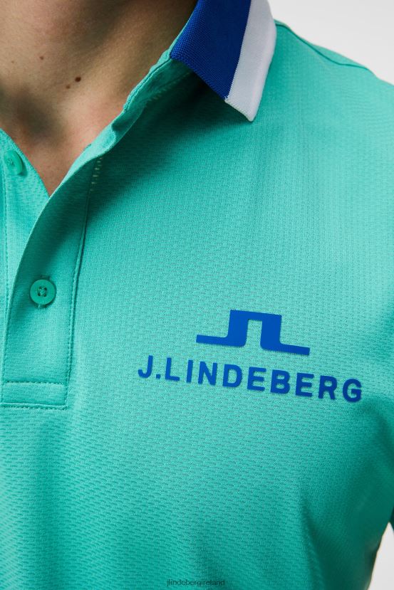 J.Lindeberg Men Tour Collection - Benji Polo Bright Aqua Clothing BXV8X4135