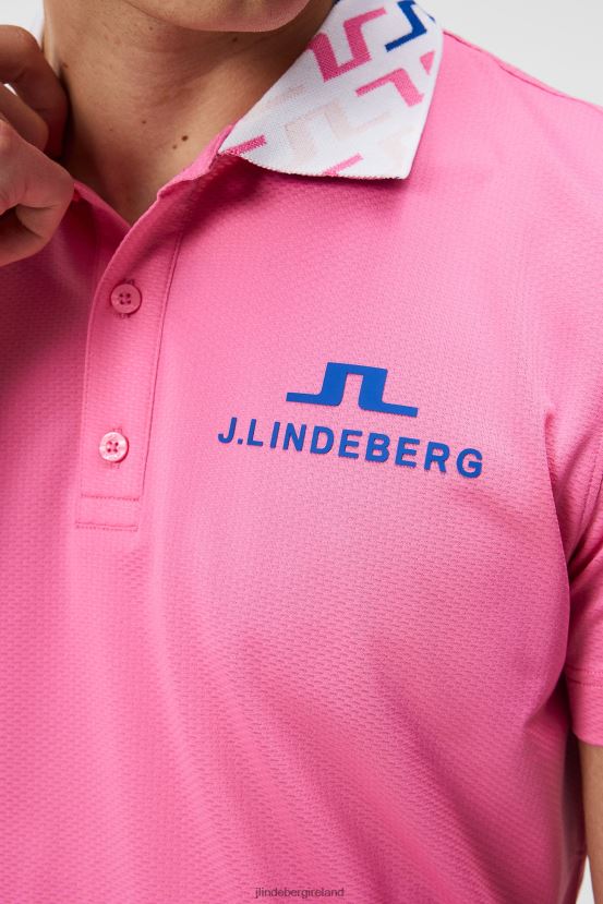 J.Lindeberg Men Tour Collection - Glen Polo Azalea Pink Clothing BXV8X4133