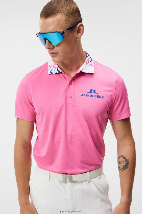 J.Lindeberg Men Tour Collection - Glen Polo Azalea Pink Clothing BXV8X4133