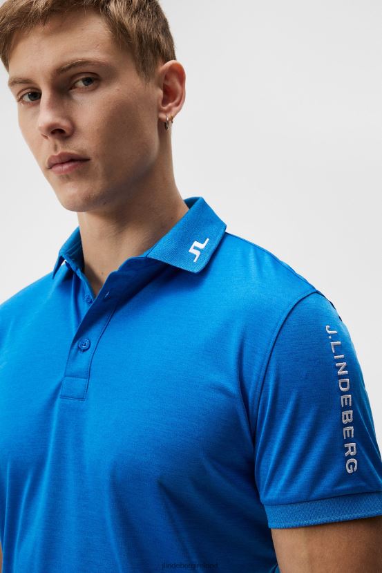 J.Lindeberg Men Tour Tech Polo Lapis Blue Melange Clothing BXV8X4250