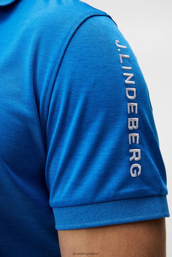 J.Lindeberg Men Tour Tech Polo Lapis Blue Melange Clothing BXV8X4250