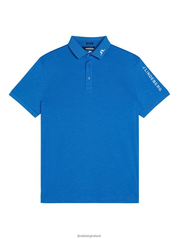 J.Lindeberg Men Tour Tech Polo Lapis Blue Melange Clothing BXV8X4250