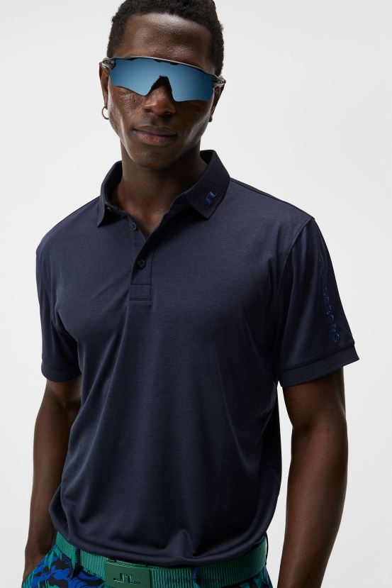 J.Lindeberg Men Tour Tech Polo Navy Melange Clothing BXV8X460