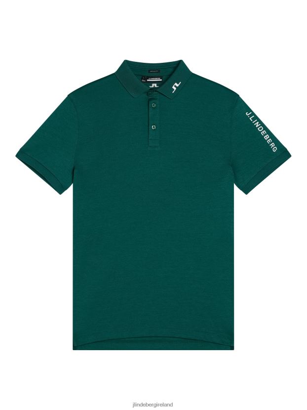 J.Lindeberg Men Tour Tech Polo Rain Forest Melange Clothing BXV8X4252