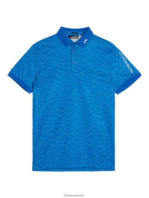 J.Lindeberg Men Tour Tech Print Polo Lapis Bridge Swirl Clothing BXV8X4247