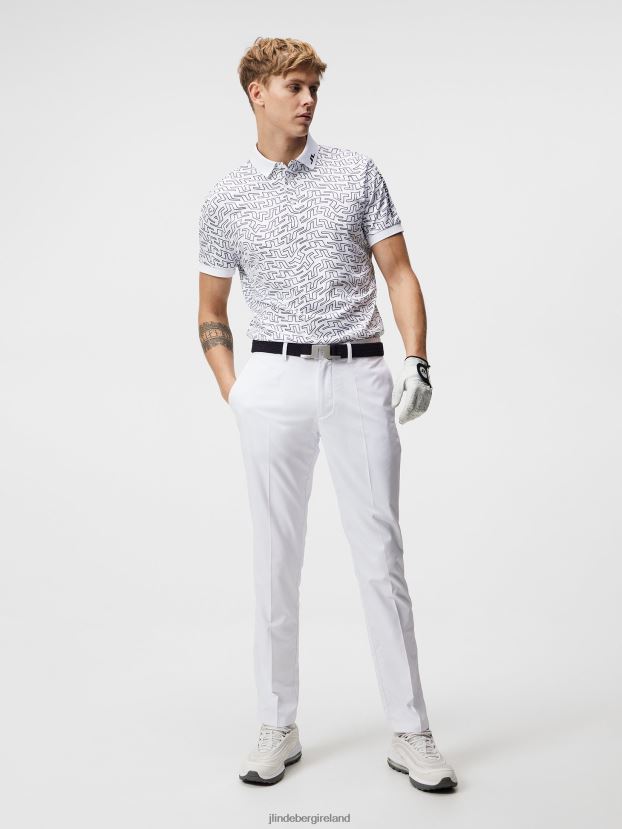 J.Lindeberg Men Tour Tech Print Polo White Bridge Swirl Clothing BXV8X4245