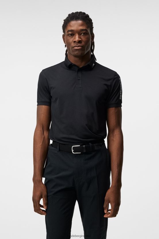 J.Lindeberg Men Tour Tech Regular Fit Golf Polo Black Clothing BXV8X4346