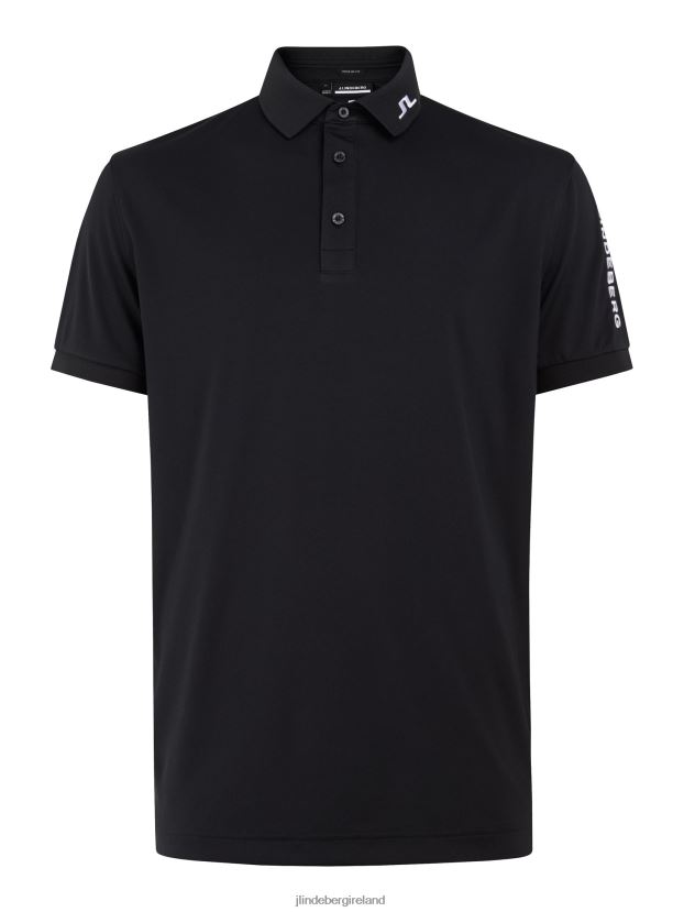 J.Lindeberg Men Tour Tech Regular Fit Golf Polo Black Clothing BXV8X4346