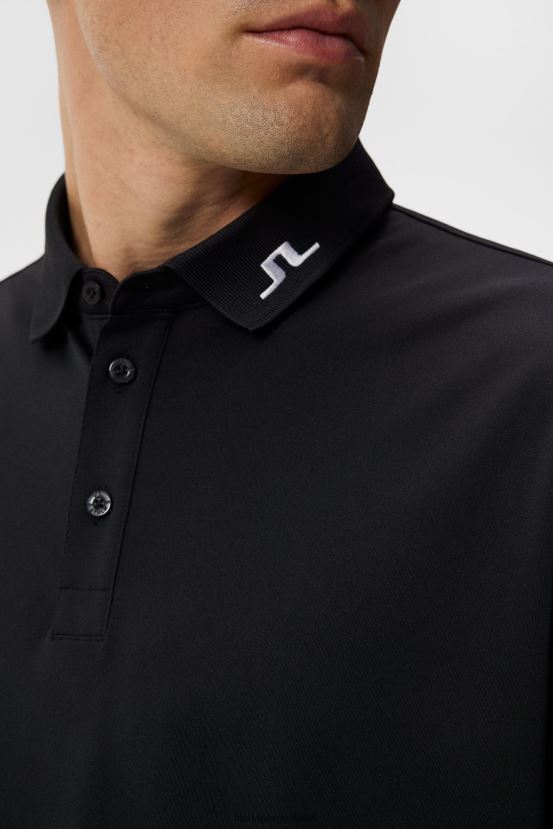 J.Lindeberg Men Tour Tech Slim Polo Black Clothing BXV8X494