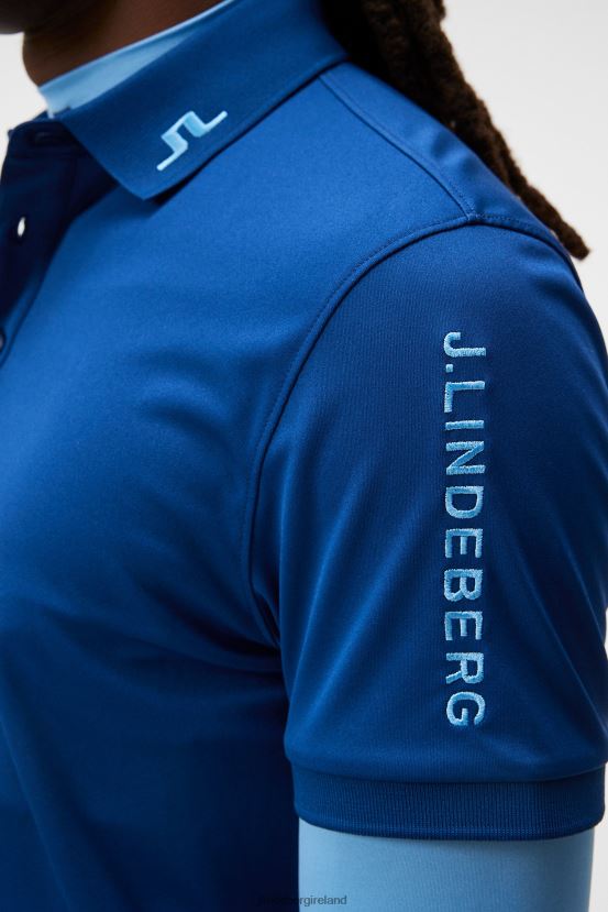 J.Lindeberg Men Tour Tech Slim Polo Estate Blue Clothing BXV8X487