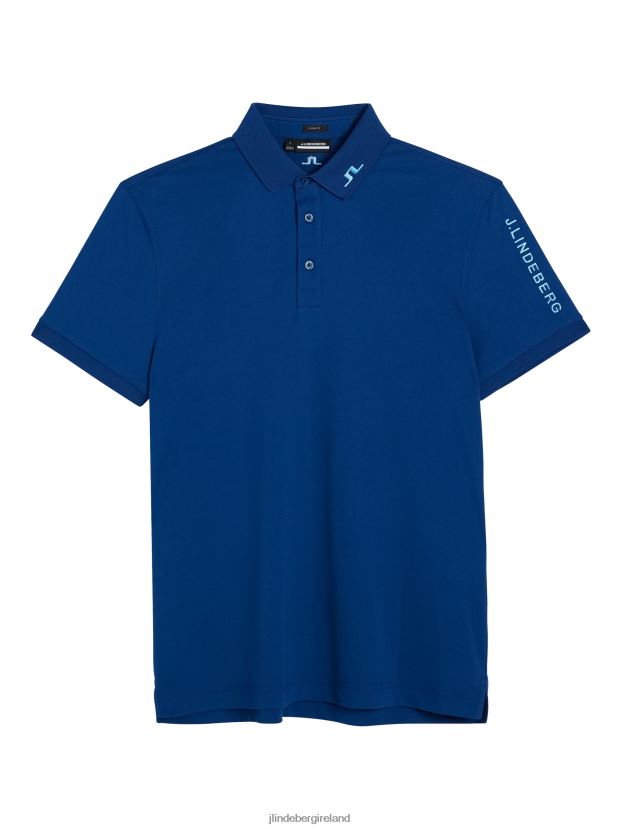 J.Lindeberg Men Tour Tech Slim Polo Estate Blue Clothing BXV8X487