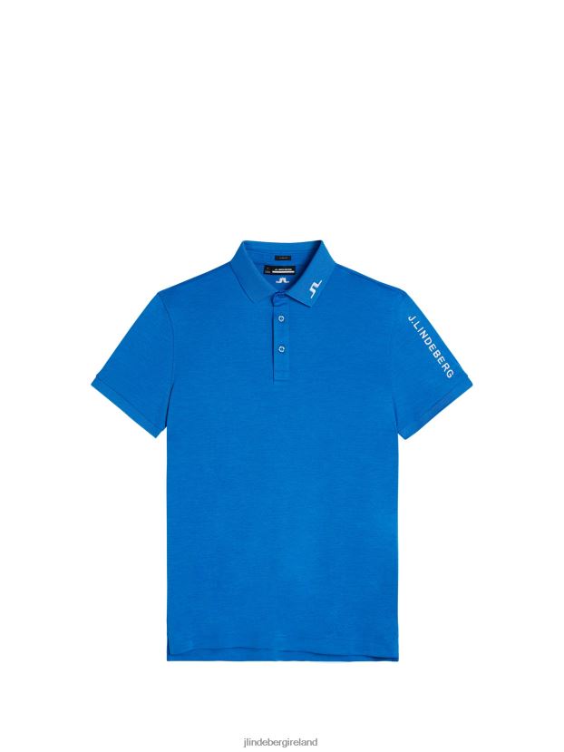 J.Lindeberg Men Tour Tech Slim Polo Lapis Blue Melange Clothing BXV8X4240