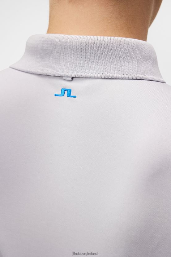 J.Lindeberg Men Tour Tech Slim Polo Light Grey Melange Clothing BXV8X4241