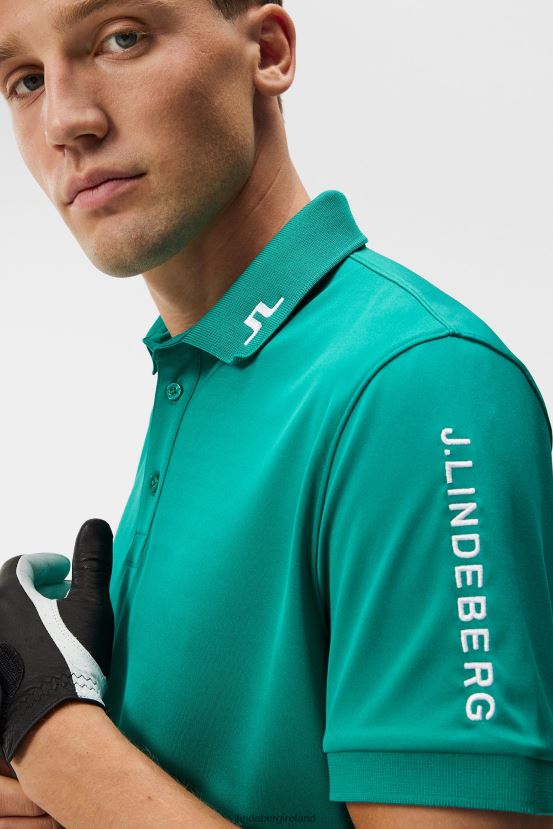 J.Lindeberg Men Tour Tech Slim Polo Proud Peacock Clothing BXV8X489