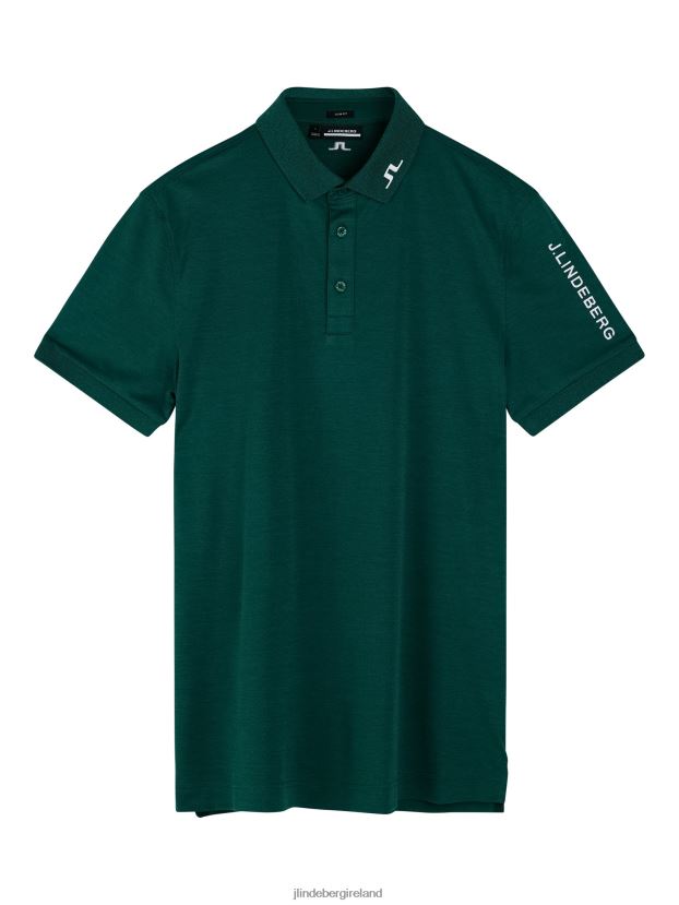 J.Lindeberg Men Tour Tech Slim Polo Rain Forest Melange Clothing BXV8X4234