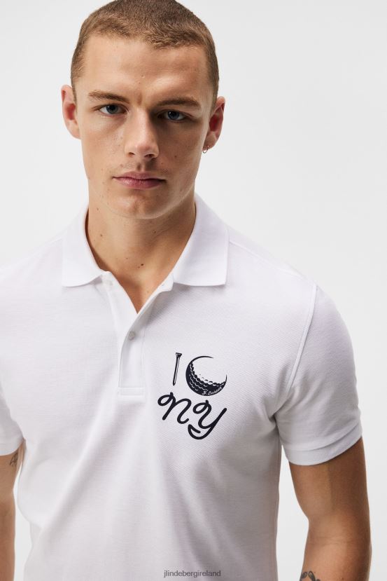 J.Lindeberg Men Troy Nyc Golf Polo White Clothing BXV8X4188