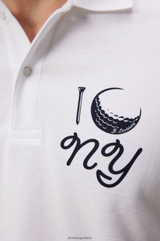 J.Lindeberg Men Troy Nyc Golf Polo White Clothing BXV8X4188