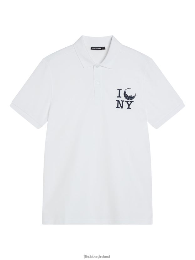 J.Lindeberg Men Troy Nyc Golf Polo White Clothing BXV8X4188