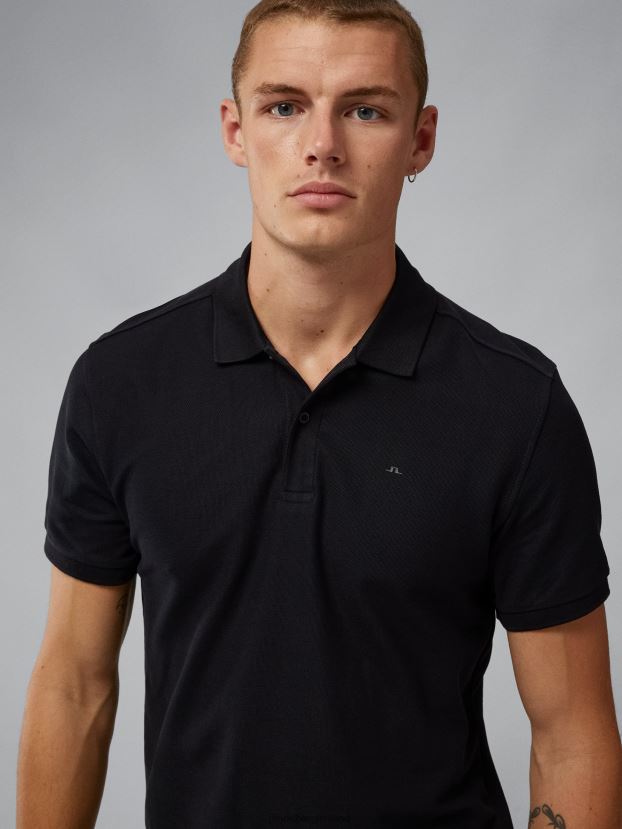 J.Lindeberg Men Troy Pique Polo Black Clothing BXV8X4343