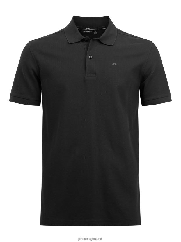 J.Lindeberg Men Troy Pique Polo Black Clothing BXV8X4343