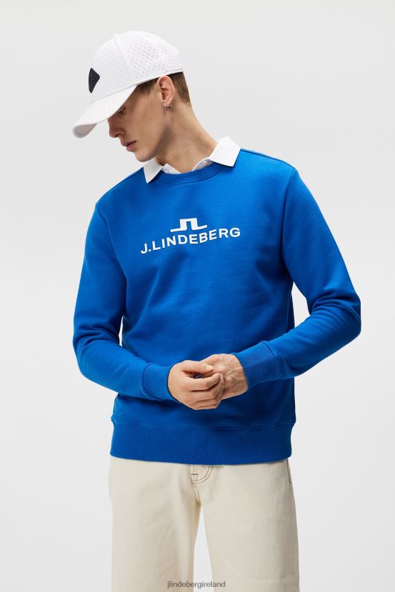 J.Lindeberg Men Alpha Crew Neck Sweatshirt Lapis Blue Clothing BXV8X4644 - Click Image to Close