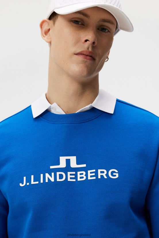 J.Lindeberg Men Alpha Crew Neck Sweatshirt Lapis Blue Clothing BXV8X4644