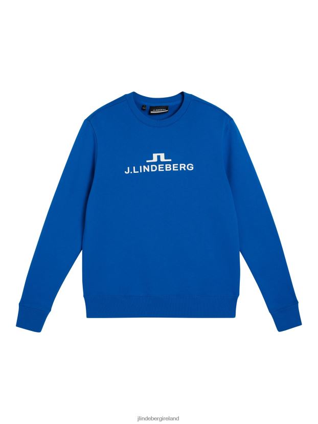 J.Lindeberg Men Alpha Crew Neck Sweatshirt Lapis Blue Clothing BXV8X4644