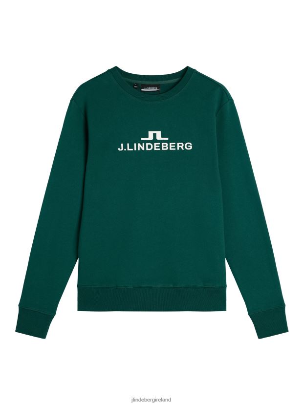 J.Lindeberg Men Alpha Crew Neck Sweatshirt Rain Forest Clothing BXV8X4642