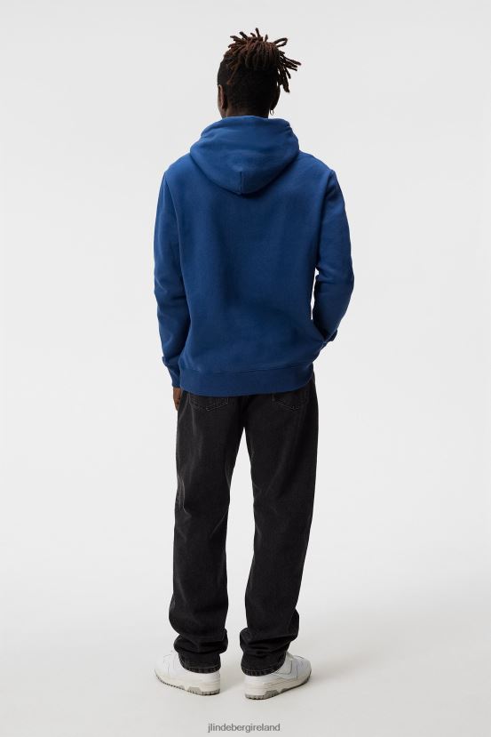 J.Lindeberg Men Alpha Hoodie Estate Blue Clothing BXV8X4540 - Click Image to Close