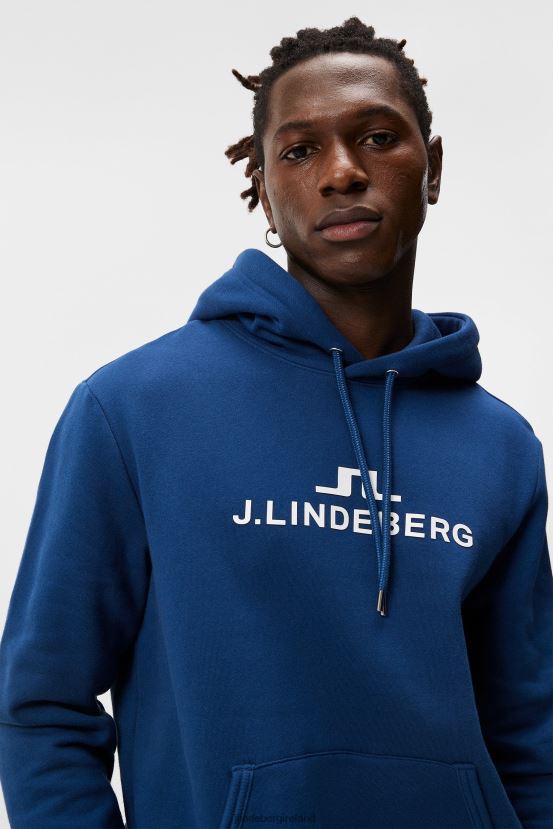 J.Lindeberg Men Alpha Hoodie Estate Blue Clothing BXV8X4540