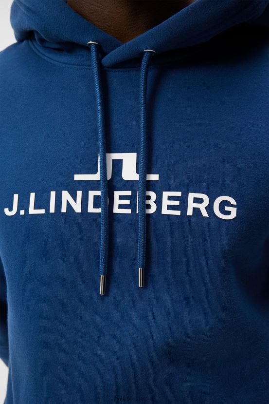 J.Lindeberg Men Alpha Hoodie Estate Blue Clothing BXV8X4540