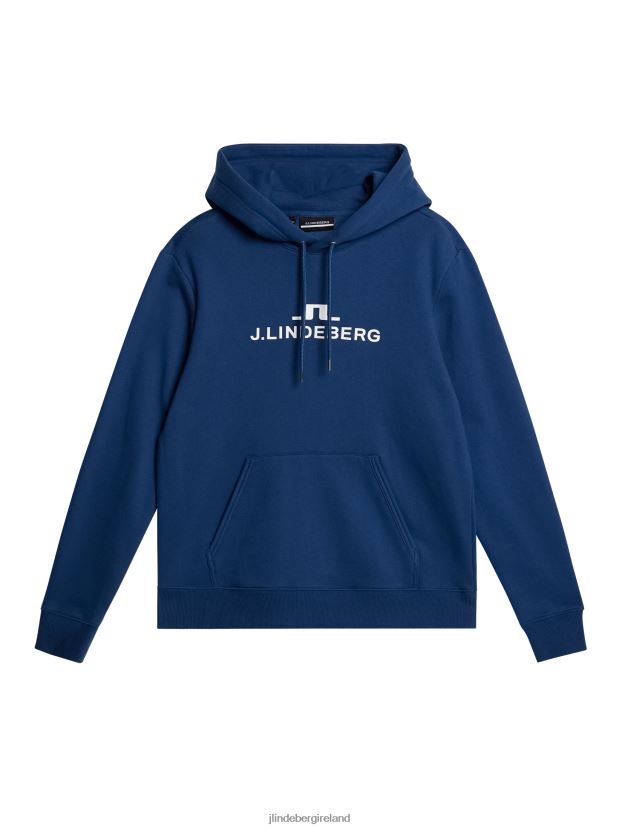 J.Lindeberg Men Alpha Hoodie Estate Blue Clothing BXV8X4540