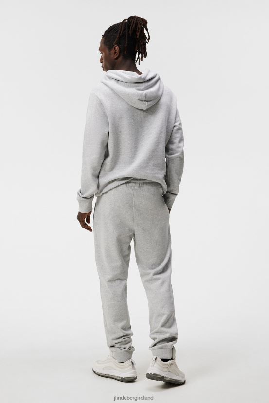 J.Lindeberg Men Alpha Hoodie Light Grey Melange Clothing BXV8X4537 - Click Image to Close