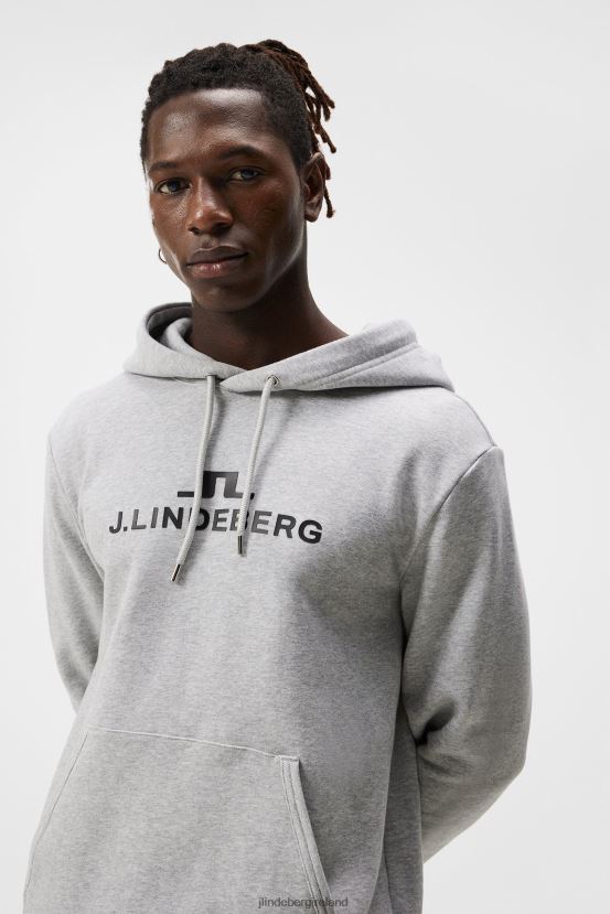 J.Lindeberg Men Alpha Hoodie Light Grey Melange Clothing BXV8X4537