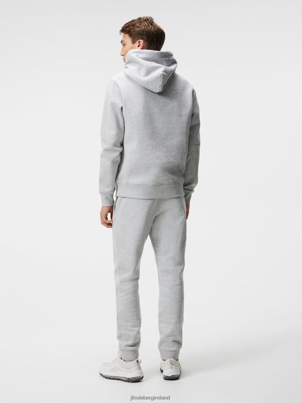 J.Lindeberg Men Alpha Hoodie Light Grey Melange Clothing BXV8X4641 - Click Image to Close