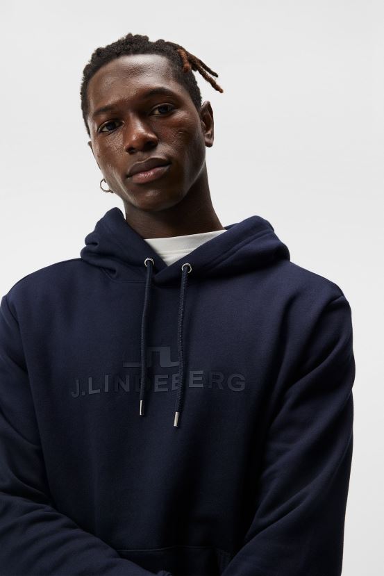 J.Lindeberg Men Alpha Hoodie Navy Clothing BXV8X4538