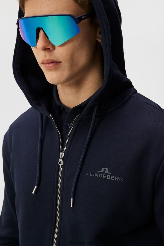 J.Lindeberg Men Alpha Zip Hood Navy Clothing BXV8X4639