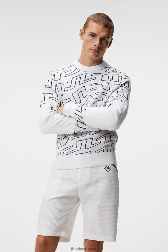 J.Lindeberg Men Bridge Swirl Knitted Sweater White Bridge Swirl Clothing BXV8X4578 - Click Image to Close