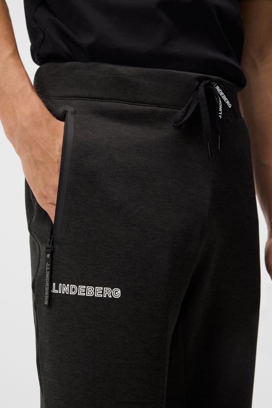 J.Lindeberg Men Brush Sweatpant Black Melange Clothing BXV8X4513