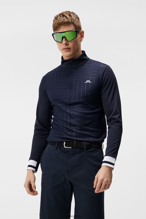 J.Lindeberg Men Danny Debossed Mid Layer Navy Clothing BXV8X4629 - Click Image to Close